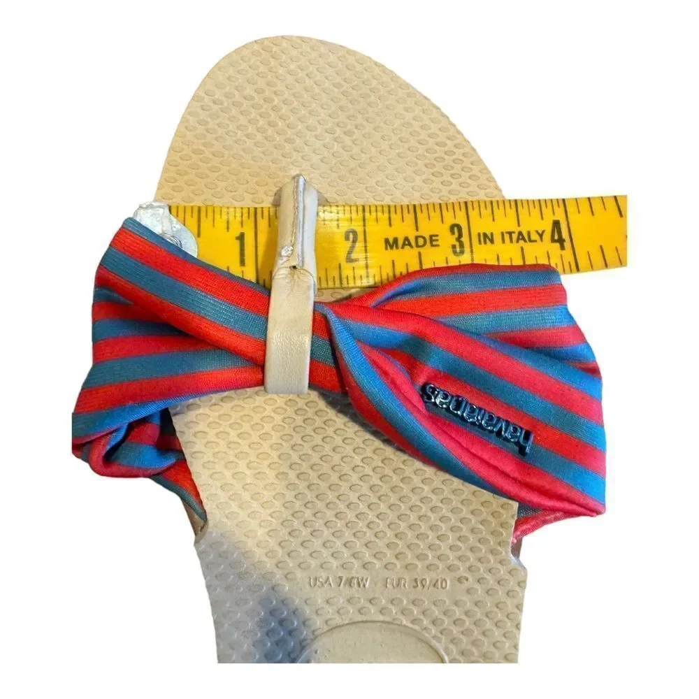 HAVAIANAS SIZE 10 TAN-MULTI STRIPE FLIP FLOP SANDALS Size 37/38 (6/7)